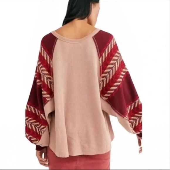 Free People Rainbow Dreams Balloon Sleeve Oversized  Sweater NEW - Picture 10 of 10